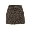 Skirts Frayed Hem Leopard Print Bodycon Mini Denim Summer Spring Women Mid Waist Streetwear Short Pencil Skirt