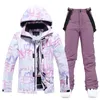 Andra sportartiklar Kvinnor Snow Wear 10k Watertofj Ski Suit Set Snowboard Clothing Outdoor Costumes Winter Ice Jackets Strap Pants For Girls 230904