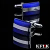 Abotoaduras KFLK Jóias camisa abotoaduras para homens Marca botões de punho Azul abotoaduras de casamento de alta qualidade convidados 230904