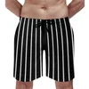 Men's Shorts Purple White Striped Board Summer Vertical Stripes Print Vintage Beach Male Running Surf Quick Dry Trunks