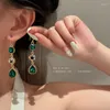 Dangle Earrings Elegant Luxury Exaggerated Green Crystal Long For Women Emerald Flowers Drop Hanging Earring Party Wedding Gifts