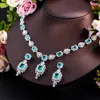 Charm Bracelets CWWZircons Fringed Drop Full Luxurious Cubic Zirconia Paved Women Wedding Big Necklace Earring Dress Jewelry Set for Brides T630 230901