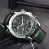 Nadgarstek omeg dla mężczyzn 2023 Zegarki męskie Pięć igieł wszystkie tarcze Work Kwarc Watch Top Clock Chronograph Stal i skórzany pasek Speedmaster