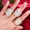 خواتم الزفاف Godki Trendy Crossover Big Bold Bold Ring for Women Cubic Zircon Finger Rings Beads Charm Ring Bohemian Beach Jewelry 230901