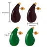 Charm Trend Oil Drip Green Enamel Chunky Water Drop Stud Earring Summer Minimalist Teardrop Ear Ring Fashion Jewelry 230901