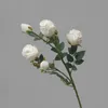 Декоративные цветы 64 см, винтажная искусственная роза, 7 бутонов, сушеный шелк, свадебное украшение, увядшая сухая искусственная ветка цветка, домашний декор