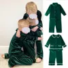 Ensembles de vêtements en gros enfant en bas âge correspondant famille vêtements de noël filles pyjamas velours vert bébé garçons pyjamas 230901