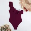 2023 Nieuwe Vrouwen Badmode Sexy Een Schouder Tankini Sets Eendelig Badpak Effen Strandvakantie Bikini Sets