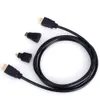 3-i-1 höghastighets HDMI-kabel v1.4 1,5 m full HD 1080p 2K 4K Lämplig för HDTV MINI HDTV Micro HDTV