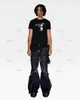 Men's Jeans Splicing Washed Raw-edged Jeans Black Gothic Style Ruined Pants Streetwear Trendy Hip-hop Y2K Pants Mopping Pants 230904