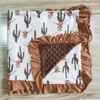 Blankets Design Boutique Western Highland Cow Cactus Baby Blanket With Brown Lace Weighted For Kids Boho