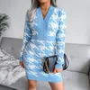 Robes en laine pour femmes, nouvelle collection automne/hiver 2023, serrée, col en v, robe Sexy pour femmes