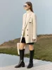 Women's Wool Blends Amii Minimalist Woolen Coat for Women 2023 Winter New Mid-long Loose Office Lady Blends Turn-Down Collar Casual Jackets 12324024 HKD230904