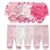 Kledingsets 4pcs Baby Body4pcs Broek geboren Kleding Winter Katoenen Pakken meisjes jongens Custome 230901