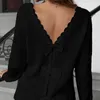Camisolas femininas primavera e outono camisola com decote em v 2023 cor sólida a céu aberto sexy malha chompas para mujer feminino