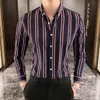 Men's Casual Shirts Plus Size 5XL-M Korean Long Sleeve Striped Shirts Men Clothing Simple Slim Fit Business Casual Office Blouse Homme 230901