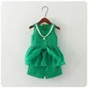 ショーツ2023夏のスタイルの子供の衣服ガールベビー韓国2枚ドレスペンドゥルムベストクールなリフレッシュスーツ