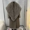 Lange wollen jas dames klassieke wolmix jas met vossenbont Cape herfst winterjas bovenkleding overjas hoge streetwear