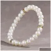 Beaded Natural Pearl Stretch Bracelets Unisex Fashion Classic Diamond Heart Couple Colorf Women Jewelry Love Drop Delivery Otqes