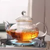 Bouteilles d'eau Théière en verre résistant à la chaleur Théière de style japonais transparent avec infuseur pour fleur Bouilloire portable Puer chinois 4001000 ml 230901