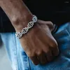 Link Armbanden 2023 Hoge Kwaliteit Miami Cubaanse Armband Ketting Luxe Mannen Hip Hop Solid Back Koper Volledige Zirconia Mode Rock sieraden