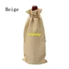 Gift Wrap 20pcs/lot Natural Jute Burlap Red Wine Bags Drawstring Bottle Pouch Covers Package Bag