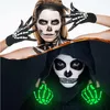 Gants squelette Noctilucent, accessoire de jeu de rôle d'halloween, mitaines demi-doigt, tricot d'hiver tendance, accessoires de vêtements pour hommes et femmes