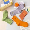 Frauen Socken Obst Weibliche Medium Rohr Nette Koreanische Japanische Stickerei Pile Kurzen Abschnitt Calcetines Mujer Skarpetki Damskie 2023