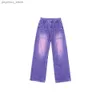 Jeans da donna Pantaloni cargo viola Jeans Donna Vita alta Moda Streetwear Tasche grandi Y2k Pantaloni larghi in denim Tuta Pantaloni larghi Q230904