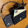 المصمم الجلود iPhone 14 Promax Case Card Wallet Case Crossbody Chains 13 Pro Max 12 11 Plus XR XSmax Phonecase Cover Shell 239042C