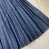 Skirts Retro pleated long skirt pleated denim Jeans Skirt For Women 230901