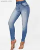 Jeans Femme Jeans Femme Taille Haute 2022 Tendance d'été Denim Zip Fly Ombre Déchiré Skinny Poche Bouton Quotidien Long Jeans Q230904