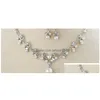 Ensembles de bijoux diadèmes chics 3 pièces superbes colliers de mariée boucles d'oreilles accessoires de mode H51 livraison directe Dhcs4