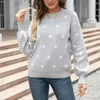 Women's Sweaters Fuzzy Women Sweatshirt Fashion Casual Long Sleeve Knit Sweater Lightweight Polka Dot Printing Pullover Top