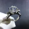 REARS CLUSTER CLASSION SILVER 925 Original 2 Brilliant Cut Diamond Test Past D Color Moissainte Ring Luxury VVS1 Gemstone Wedding