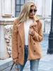 Womens Fur Faux Autumn Winter Teddy Coat Kvinnliga Kvinnliga överdimensionerade jacka damer ytterkläder överrock tjocka varma plyschrockar 230904