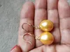 Kolczyki Dangle Oszałamiające 12,5 15 mm prawdziwy naturalny południowe żółtą perłę barokową
