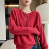 Kadın Sweaters Oneck kadın merino yün örgü kazakları tam kollu yumuşak sıcak üstler dişi yün örgüler