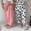 Calças infantis calças verão lanternas finas impressão do bebê meninos meninas anti mosquito crianças moda casual joggers