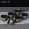 Te Cups 6 PCSSet Boutique Yixing Purple Clay Teacup Travel Handmade Bowl Master Cup Anpassade hushållsset Tillbehör 230901