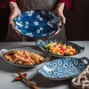 Plats assiettes créatives Doubleear en forme de bateau poisson ménage grand style japonais en céramique assiette occidentale cuisson 230901