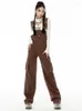 Pantalon femme Kalevest Y2K Overrall Brown Steampunk Femmes Gyaru Streetwear Cargo Style Coréen Poches Pantalones Pour Femme