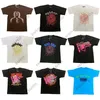 Erkek Kadın Tasarımcı Tişörtleri SP5der Young Thug 555555 Angel Man T-Shirt Sıradan Tees Kısa Kollu Hip Hop Sokak Giyim Tshirts2744