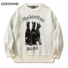 Heren Truien Mannen Vintage Trui Y2K Streetwear Hip Hop Vintage Gebreide Doberman Hond Truien Herfst Harajuku Mode Retro Casual Truien 230901