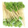 Forks 400Pc Bamboo Pick Buffet Tropical Leaves Cupcake Fruit Fork Dessert Salad Stick Cocktail Skewer For Party Decor