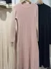 Vestidos casuais outono inverno mulheres sólida gola redonda malha camisola vestido manga longa plissada moda francesa vintage versátil