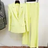 W033 HIGH STREET business meeting SLIM FIT businesswomen queen Newest 2022 Runway Designer Suit Set Women's Single Button Bla285e