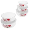 Canecas 5 Pcs Esmalte Tigela Coberta Comida para Bebê Recipientes de Geladeira Sopa Doméstica Cozinha Salada Tigelas Tampas Conjunto de Mistura Aprofundar Pia