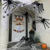 Inne imprezy imprezowe 125 cm duże czarne przerażające gigantyczne symulacje pająka Halloween Decor Pająka z ogromnym fioletowym światłem LED nawiedzone rekwizyty wewnętrzne 230904