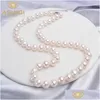 ビーズのネックレスAshiqi Natural Freshwater Pearl Necklace Round Jewelry for Women Gifts the Year Trend 220819 Drop Delivery Penda DHM3r